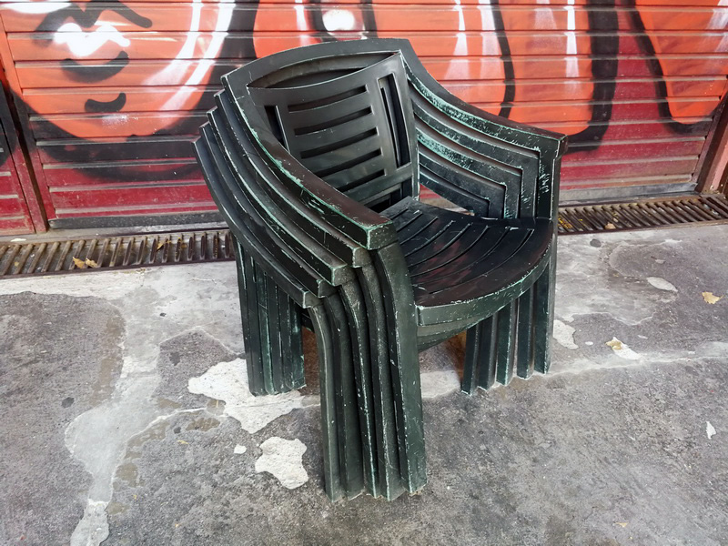 silla plastico verde terraza bar apilable 80x65x60 (6eu.) 5u